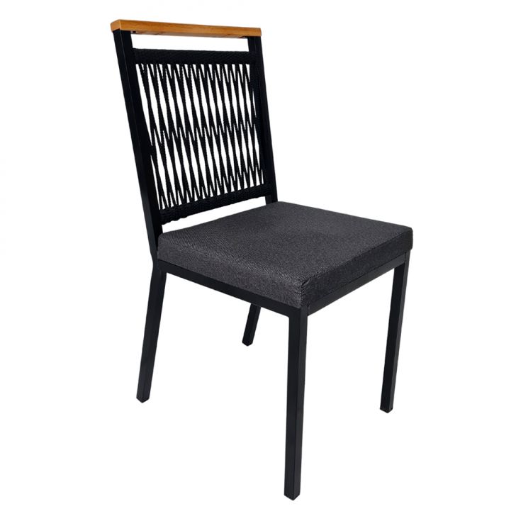 Conjunto com 2 Cadeiras Sea Poliéster Grafite e Preto