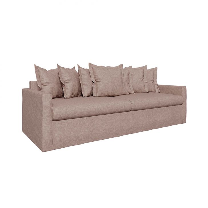 Image of Sofá 3 Lugares Enseada Com Capa Removível Linho Bege Escuro 240 Cm PLA-MO895UP49HXUMOB
