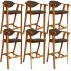 Kit 06 Banquetas Alta Para Cozinha Bancada Bar Sala de Jantar Fixa Cecília L02 Suede Marrom - Lyam