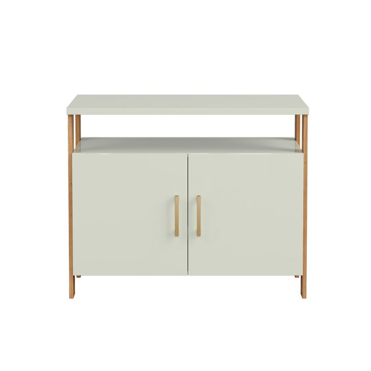 Armário de Escritório Emily 100% MDF 2 Portas Off White e Freijó