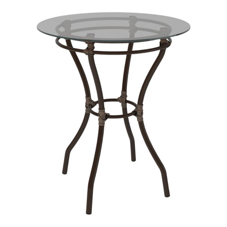 Mesa de Jardim/Área de Lazer 60cm Vidro e Aço com Junco Sintético Multimóveis CR8005 Café Mesclado