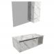 Conjunto Para Banheiro Gabinete E Espelheira BN3601x02 Marmore Branco Tecno Mobili
