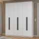 Guarda-Roupa Casal 6 Portas Batentes Branco/Branco/Preto Netuno Madesa