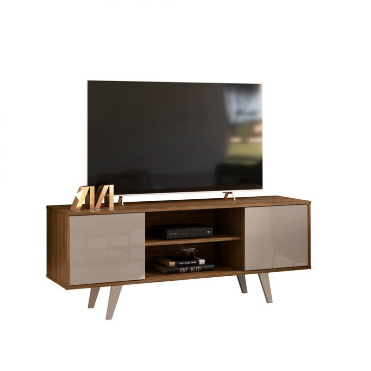 Rack para TV até 55 Polegadas Lisboa 2 Portas Fendi e Naturale 136 cm