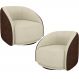 Kit 02 Poltronas Decorativas Giratória Angelina M03 Couríssimo Marrom Bouclê Bege - Lyam Decor