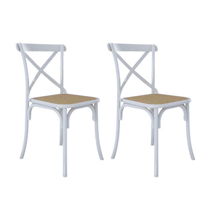Conjunto Com 2 Cadeiras Katarina Couro Sintético Branco E Bege