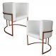 Kit 2 Poltronas Decorativa Luana Base Bronze PU Branco - Montanaris Decor