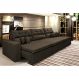 Sofá Cairo 3,52m Retrátil, Reclinável com 6 Almofadas Tecido Suede Café - Cama InBox