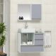 Conjunto Gabinete Banheiro POLO 60 Branco / Cinza