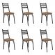 Kit 6 Cadeiras de Cozinha Luisiana Estampado Rattan Bege Pés de Ferro Preto - Pallazio