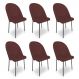 Kit 6 Cadeiras Poltrona de Jantar Ariel Suede Marsala Pés de Ferro Preto - Pallazio