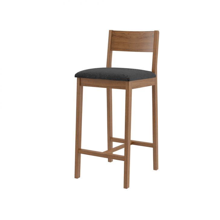 Banqueta Manu Cinza Escuro e Nogueira