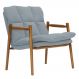 Poltrona Hermes Base Madeira Castanho Bouclé Azul Claro - Nexta Casa