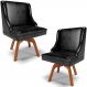 Kit 2 Cadeiras Decorativas Sala de Jantar Base Giratória de Madeira Firenze PU Preto Brilho/Natural G19 - Gran Belo