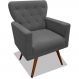 Poltrona Decorativa Julieta Pés Madeira Suede Cinza