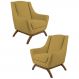Kit 2 Poltronas Decorativas Base Manu Madeira Juliet B-279 Veludo Amarelo - Domi