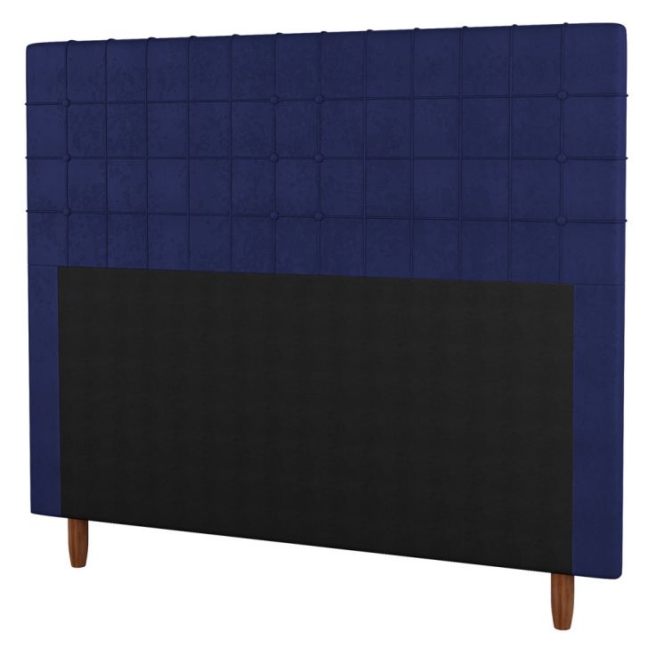 Cabeceira Cama Box Casal Queen Size Parisis 160cm Veludo Azul - Desk Design