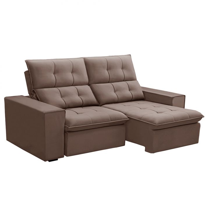 Sofá 3 Lugares Retrátil E Reclinável Palermo Veludo Rosê