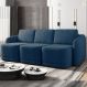 Sofá Cama Modulado Retrátil e Reclinável Decorativo Varsóvia 306cm Veludo Azul Marinho G33 - Gran Belo