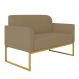 Namoradeira 02 Lugares Marisa Suede Marrom Rato Base Industrial Metálica Dourado D'Rossi