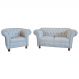 Conjunto Sofa Namoradeira Chesterfield Capitone Luis XV Suede Nude / decoracao, sala tv estar, recepcao