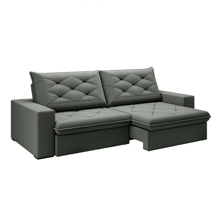 Image of Sofá 5 Lugares Retrátil E Reclinável Flexforma Premier Veludo Cinza 290 Cm PLA-LI181UP39MVGMOB