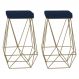 Kit 2 Banqueta Decorativa Kathy Base Gold Veludo Azul G41 - Gran Belo