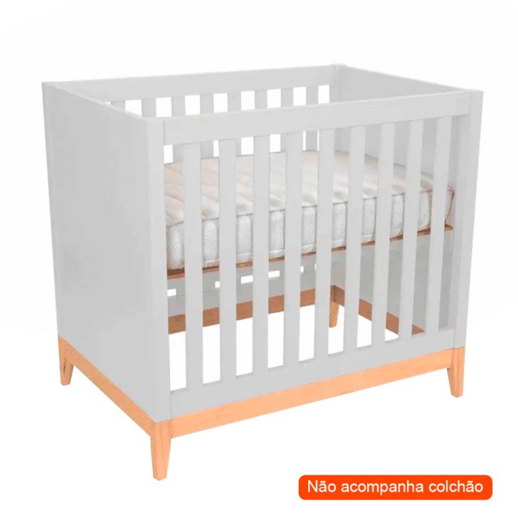 Berço Minicama Amor Perfeito II Branco e Pinus