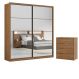 Conjunto Quarto Guarda Roupa com 2 Espelhos e Comoda Napolis Amendola