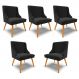 Kit 5 Cadeiras Decorativas Sala de Jantar Pés Palito de Madeira Firenze Suede Preto/Natural G19 - Gran Belo