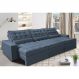 Sofá Retrátil e Reclinável 3,82m com Molas Ensacadas Cama Inbox Gold Tecido Suede Velusoft Azul