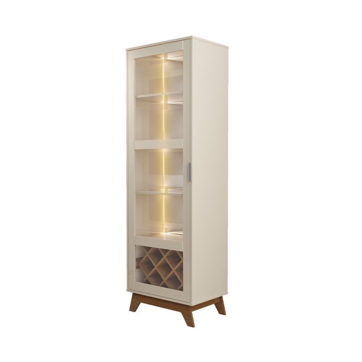 Cristaleira Mirage 1 Porta Off White e Cinamomo
