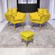 Kit 2 Poltronas Decorativas Para Sala Recepção Manicure ePuff Decorativo Para Quarto Penteadeira Suede Amarelo
