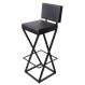 Banqueta Alta Industrial Cozinha Bar Balcão Bistro Zenite com Encosto Preto Metalon Preto. 75cm