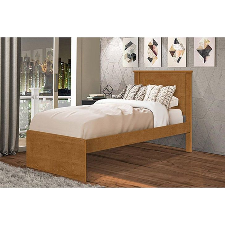 Cama Barcelona Solteiro Nature c/ Colchão - Tebarrot