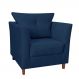 Poltrona Decorativa Isis Pés de Madeira Suede Azul Marinho - DS Estofados