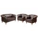 Conjunto De Poltronas E Sofá Dom Pedro 2 Lugares Chesterfield Capitonê - Café