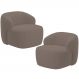 Kit 02 Poltronas Decorativa Fixa Orgânica Para Sala Living Barolo L06 Veludo Marrom - Lyam Decor