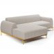 Sofá 3 Lugares com Chaise Esquerdo Para Sala de Estar Molino 230cm D02 Base Castanho Pés D'ouro Bouclê Creme C-54 - Lyam Decor