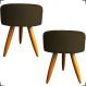 Kit 2 Puff Decorativos Para Sala, Quarto, Manicure Redondo Suede Marrom Pé Castanho - Clique E Decore