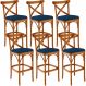 Kit 06 Banquetas Altas Cozinha Bancada Bar Sala Jantar Estofada Ávila L02 Suede Azul Marinho - Lyam