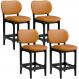Kit 04 Banquetas Baixa Bar Cozinha E Sala De Jantar Fixa Betta L02 Preto Couríssimo Whisky - Lyam Decor