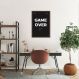 Quadro Gamer Game Over Menu 60x43 Caixa Marrom
