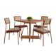 Conjunto de Mesa Quadrada com Tampo MDP Nogal Átria e 4 Cadeiras Catarina Revestimento Sintético Caramelo