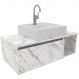 Gabinete de Banheiro 80 cm com Cuba 1 Porta e Nicho Mármore Branco