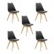 Kit 5 Cadeiras Estofadas Saarinen Wood Pés de Madeira Preto