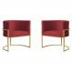 Kit 2 Poltronas Decorativa Sala de Estar Luana Base Gold Veludo Vermelho - Montanaris Decor