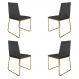 Kit 4 Cadeiras de Jantar Estofada Lille Base Gold Veludo Cinza - Montanaris Decor