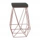 Banqueta Decorativa Kathy Base Bronze Suede Cinza G41 - Gran Belo