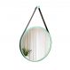 Espelho Decorativo Adnet Verde Alça Courino Preta 60 Cm Redondo Verde/Preto, 60 cm
